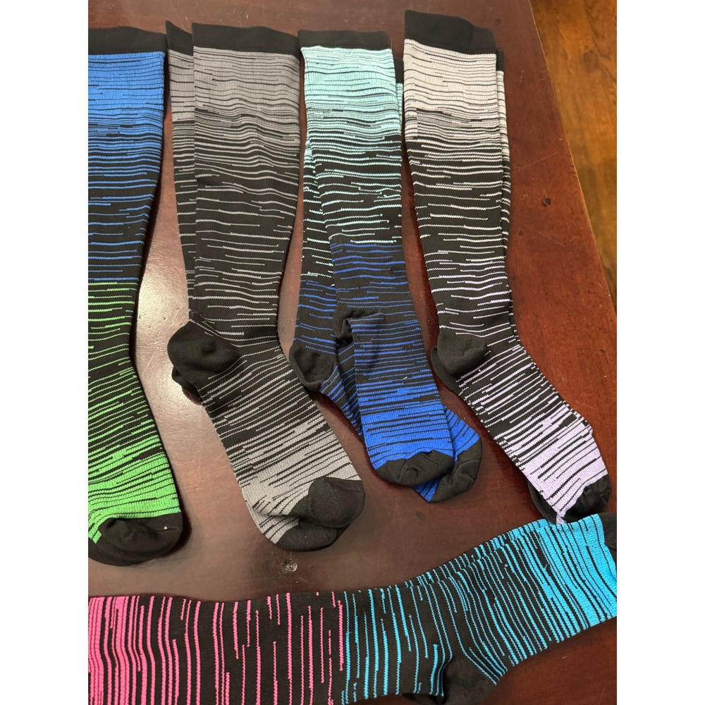 Compression Socks Knee High Gradient Stripe Color… - image 3